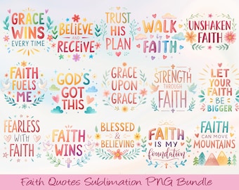 Faith Quotes Clipart | Christian PNG Designs, Bible Verse (Digital Download)