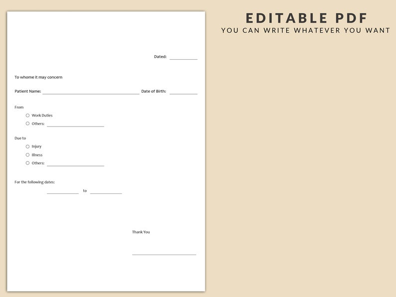 Doctor Excuse Template Medical Excuse Form Physician's Note Template ...