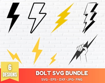 Lightning Bolt SVG Bundle: Flash Clipart (Digital Files)