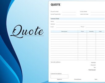 Customizable Quote Template: Business Proposal, Pricing (A4 PDF)