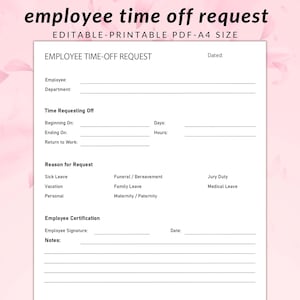 Editable Employee Time Off Request Template (A4 PDF)