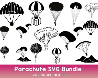 Parachute SVG Bundle: Skydiving Clipart, Vector Graphics (Digital Download)