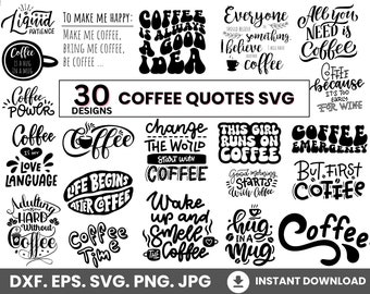 SVG-bundel koffiecitaten: mokspreuken, Cricut-ontwerpen (digitale download)