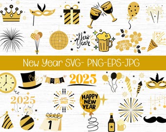 Happy New Year 2025 SVG Bundle: Party Decor (Digital Download)