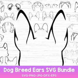 Dog Breed Ears SVG Bundle: Outline Drawing Clipart (DXF, PNG)