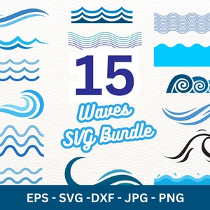 Welle SVG Bundle: Ozean, Strand, Gezeiten Designs (Digitalschnitt Datei)