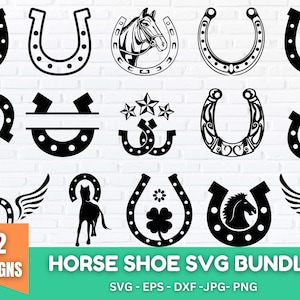 Horse Shoe SVG Bundle, Horse Shoe PNG Bundle, Horse Shoe Clipart, Horse Shoe SVG Cut Files for Cricut, Horse Shoe Silhouette, Horseshoe Svg