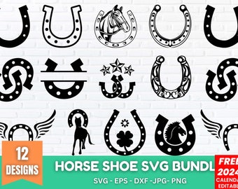Horseshoe SVG Bundle: Silhouette Clipart, Cut Files