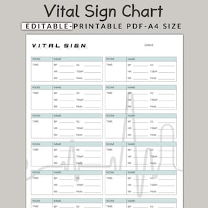 Comprehensive Vital Signs Tracker, Monitoring Vital Signs, Printable Vital Sign Chart, Vital Sign Log, Vital Sign Tracker, Vital sign Sheet