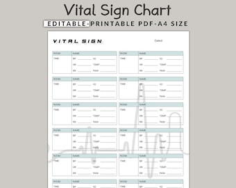 Vital Signs Tracker: Comprehensive Health Monitoring Chart (A4 PDF)