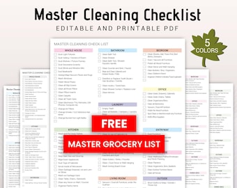 Editable Cleaning Checklist Bundle: Master Cleaning List (PDF)