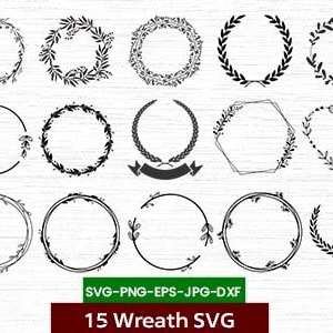 Floral Wreath SVG Bundle: Botanical & Laurel Designs (Digital Download)