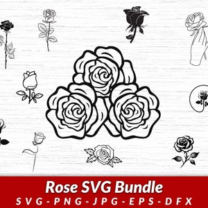 Rose SVG Bundle: Floral Clipart, Vector Graphics (Digital Download)