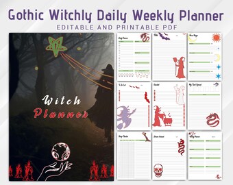 Gothic Witchy Planner: Dark Daily Weekly Organizer (PDF)