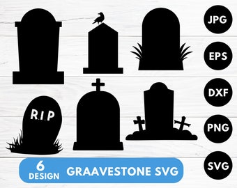 Nagrobek SVG: Clipart nagrobka na Halloween, sylwetka cmentarza (pobranie cyfrowe)