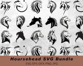 Horse Head SVG Bundle: Silhouette Clipart (PNG, Vector)