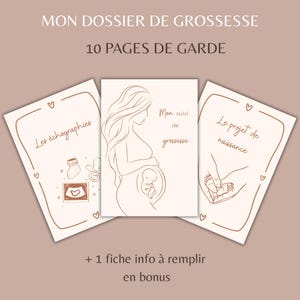 Pages de garde grossesse à imprimer Beige | Classeur grossesse | Dossier maternité digital | Français | PDF