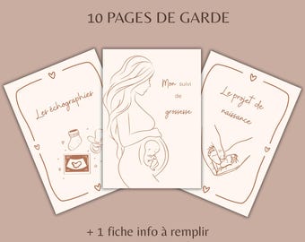 Printable Pregnancy Cover Pages Beige | Pregnancy Binder | Digital Maternity File | French | PDF