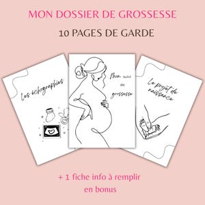 Pages de garde grossesse à imprimer Noir&Blanc | Fiches classeur suivi de grossesse | Organiseur suivi maternité digital | Français | PDF