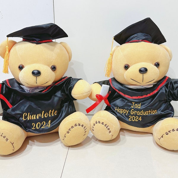 Custom Embroidered Graduation Bear|Graduation Teddy Bear 2024|Grad Bear|Embroidered Bear|Collage Graduation|Gift for Class Of 2024|Graduate