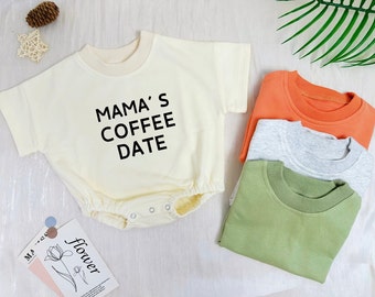 Mama's Coffee Date Baby T-shirt Romper|Mama's Boy Baby Romper|Mama's Girl Baby Onesie|Baby Romper|Mother's Day Outfit|Baby Shower|Baby Gift