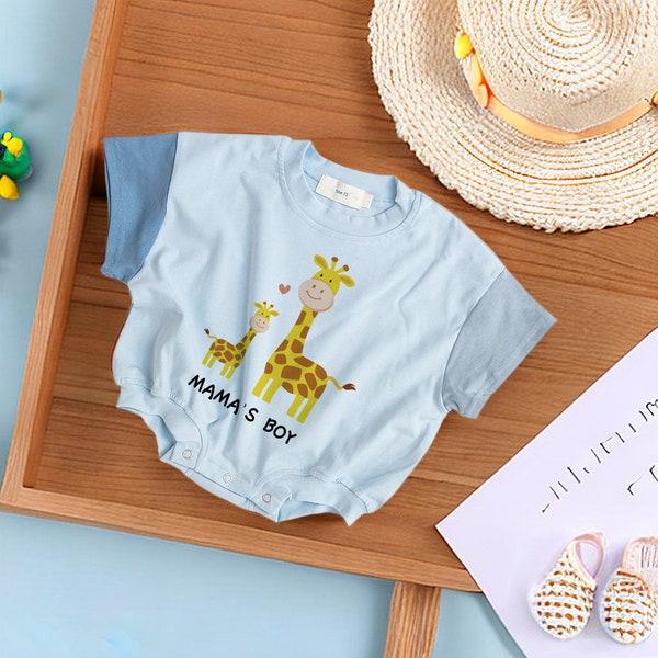 Mother's Day Giraffes Baby Romper|Mama's Boy Baby Bodysuit|Mothers Day Gift|Baby Shower Gift From Aunt|Cute Baby Boy Romper|Summer Boy Tee