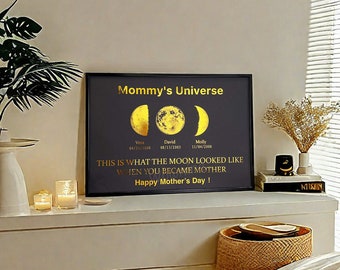 Custom Multiple Moon Phase Sign|Moon Phase Day Of Birth|Best Mamas Day Gift|This Is What The Moon Looked Like The Day|Mother Day Moon Phase