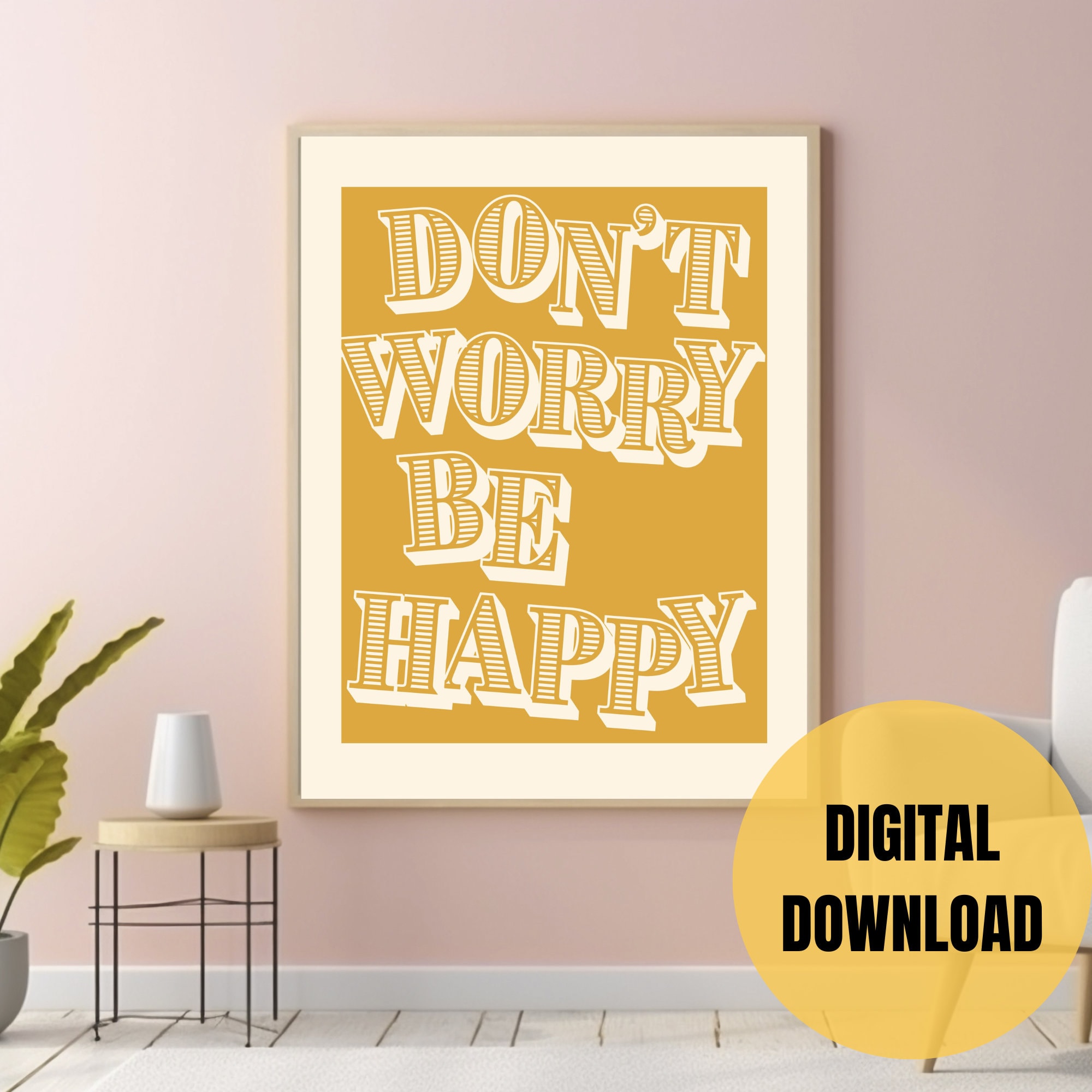 Positive Quote, Home Decor, Wall Art, Yellow Poster, Printable Wall Art ...