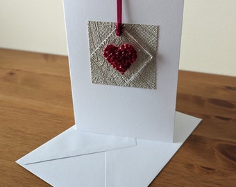 Fused Glass Heart Keepsake Hanger Card