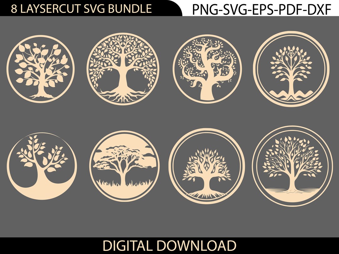 Tree Laser Cut Svg Files Vector Files for Wood Laser Cutting Svg Pdf ...