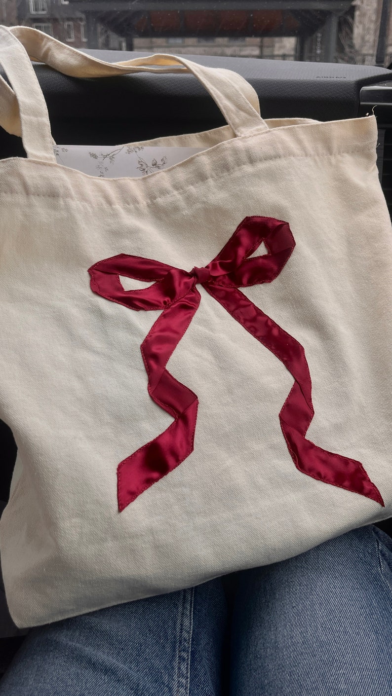 Bow Tote Bag Coquette Aesthetic Trendy Teen Gifts Simple Stylish