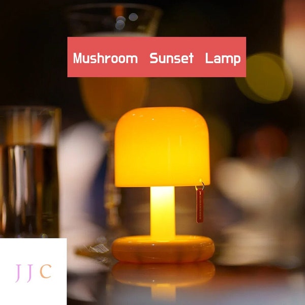 Mini Sunset Mushroom Night Lamp | Unique Mini Mushroom Sunset Lamp | USB Rechargeable Unique LED Night Light Lamp | Portable Mushroom Lamp