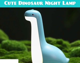 Jolie lampe de nuit dinosaure | Veilleuse d'ambiance dinosaure portable | Jolie lampe rechargeable USB | Lampe de nuit à luminosité réglable et capteur tactile