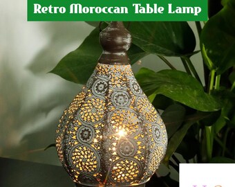 Retro Moroccan Table Lamp | Retro Table Lamp | Battery Operated Lamp | Retro Night Light | Indoor Outdoor Lighting | Moroccan Style Lamp