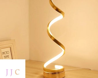 Modern Curved Desk Bedside Lamp | Curved LED Table Lamp | Curved Shape Night Light | USB Powered Lamp | Modern Decorative Lamp