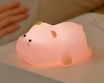 Cute Soft Hippo Night Lamp | Soft Silicone Hippo Mood Night Light | Cute USB Rechargeable Lamp | Cute Portable Soft Hippopotamus Night Lamp