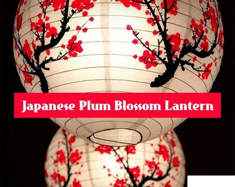 Chinese Plum Blossom Round Paper Lantern | Cute Plum Blossom Lantern | Chinese Antique Paper Lantern | Chinese New Year Plum Lampshade