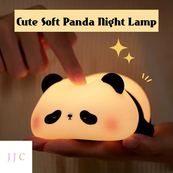 Linda lámpara de noche de panda suave / Luz de noche de humor de panda de silicona suave / Linda lámpara recargable USB / Linda lámpara de noche de panda suave portátil