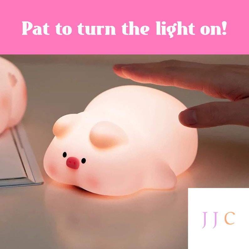 Cute Soft Piggy Night Lamp Soft Silicone Piggy Mood Night Light Cute USB Rechargeable Lamp Cute Portable Soft Piggy Night Lamp image 2