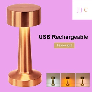 Retro Metal Bar Style Table Lamp Metal Retro Style Lamp Coffee Table Lamp Bar Style Light Wireless and USB Rechargeable Lamp Light Rose Gold