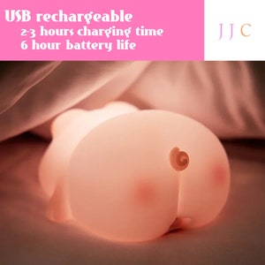 Cute Soft Piggy Night Lamp Soft Silicone Piggy Mood Night Light Cute USB Rechargeable Lamp Cute Portable Soft Piggy Night Lamp image 4