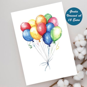 Magische wenskaart met kleurrijke ballonnen Verjaardagskaart Vouwkaart Postkaart Cadeau Cadeau-idee