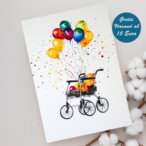 zauberhafte Grußkarte mit Rollstuhl Motiv perfekt zum Ruhestand Geburtstagskarte Klappkarte Postkarte Geschenk Geschenkidee Geburtstag
