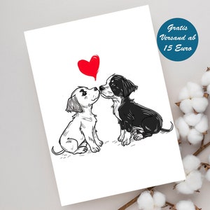 Zauberhafte Grußkarte mit Hunde Motiv Geburtstagskarte Klappkarte Postkarte Geschenk Geschenkidee