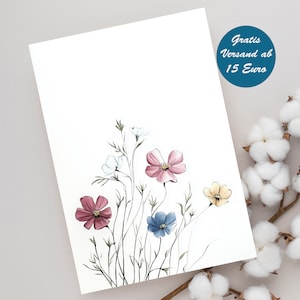Zauberhafte Grußkarte mit Blumen Motiv Geburtstagskarte Klappkarte Postkarte Geschenk Geschenkidee