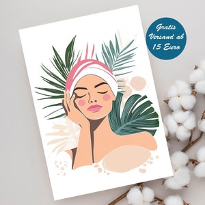 Magische wenskaart met wellness-spa-motief, verjaardagskaart, vouwkaart, ansichtkaart, cadeau-idee