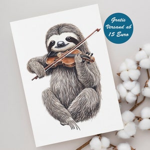 Betoverende wenskaart met schattig luiaardmotief, verjaardagskaart, vouwkaart, ansichtkaart, cadeau-idee