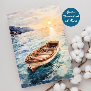 Zauberhafte Grußkarte mit maritimen Boot Motiv als Geschenk für jeden Anlass geeignet Geburtstagskarte Postkarte Klappkarte