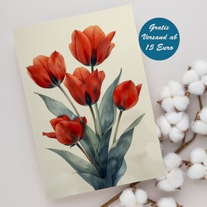 Wenskaart minimalistische verjaardagskaart cadeau voor vriendin of vrouw ansichtkaart met tulpenmotief ansichtkaart voor elke gelegenheid modern
