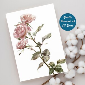 Grußkarte mit minimalistischem Rosen Motiv Geburtstagskarte für Freundin oder Frau Postkarte Blumen Postkarte für jeden Anlass modern